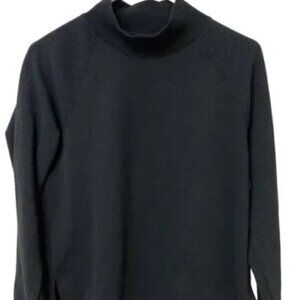 Under Armor Womens Dark Blue Mock Neck Ribbed Raglan Sleeve Hi-Lo Sweater Size M